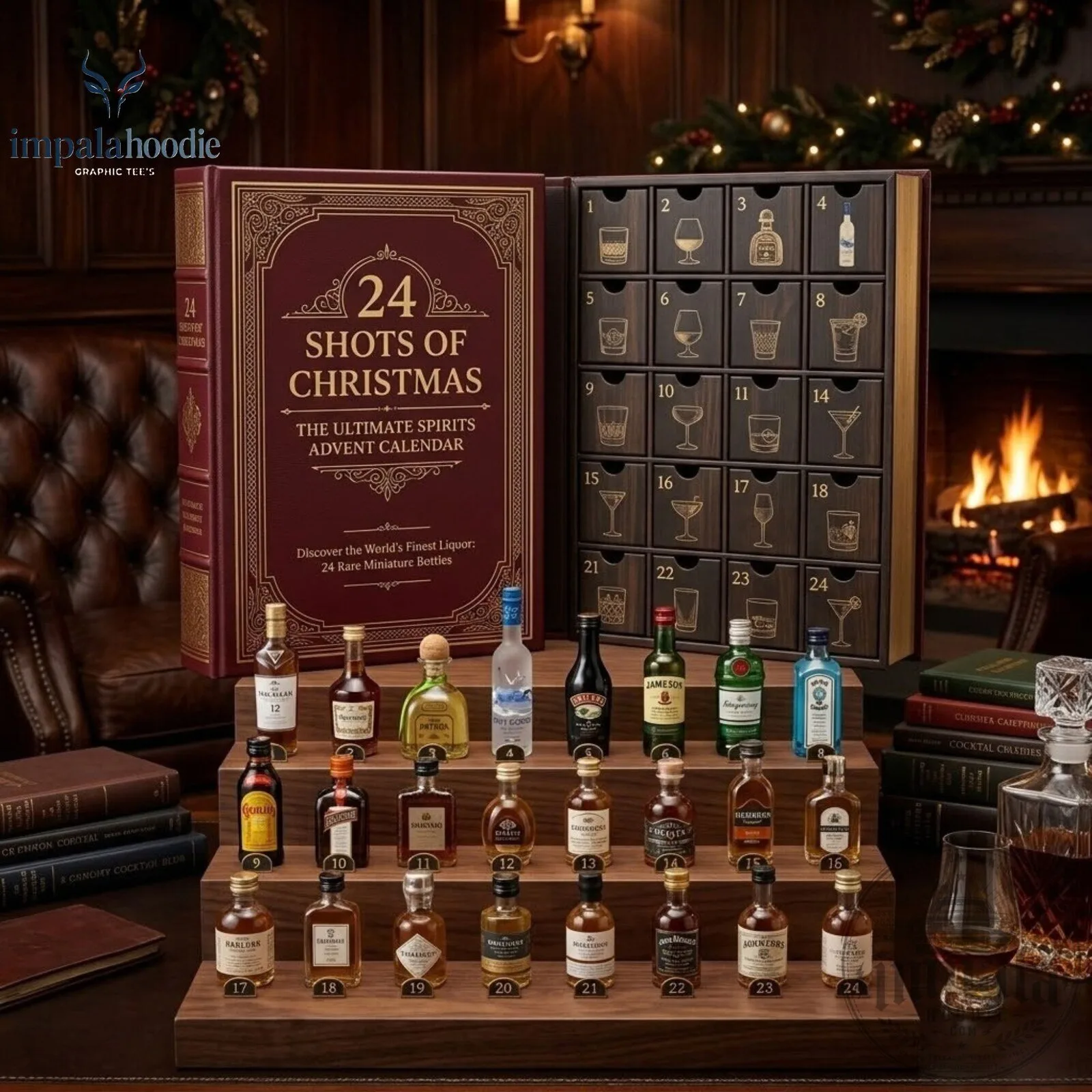 24 Shots Of Christmas Spirits Mini Liquor Bottles Advent Calendar 2026