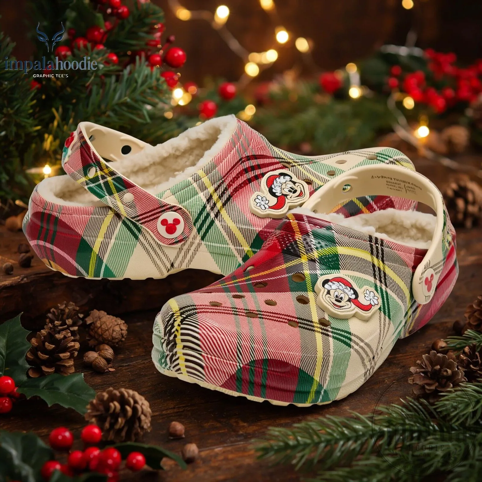 Santa Mickey Mouse Holiday Cozy Fluffy Crocs