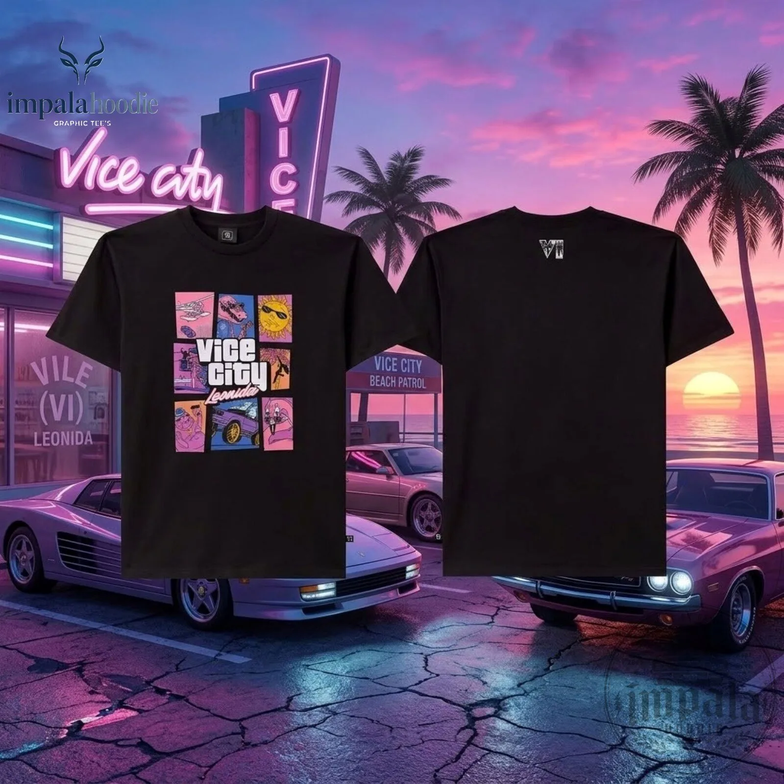 Rockstar Grand Theft Auto VI GTA 6 Goodtime State Black T-Shirt
