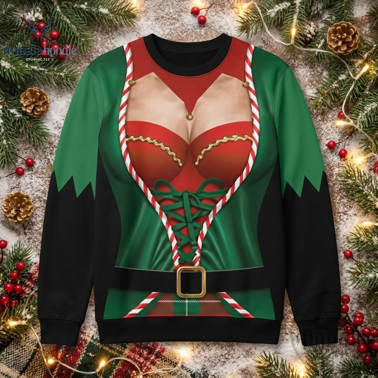 Funny Sexy Elf Wearing Corset Christmas Ugly Sweater 5 Funny Sexy Elf Wearing Corset Christmas Ugly Sweater