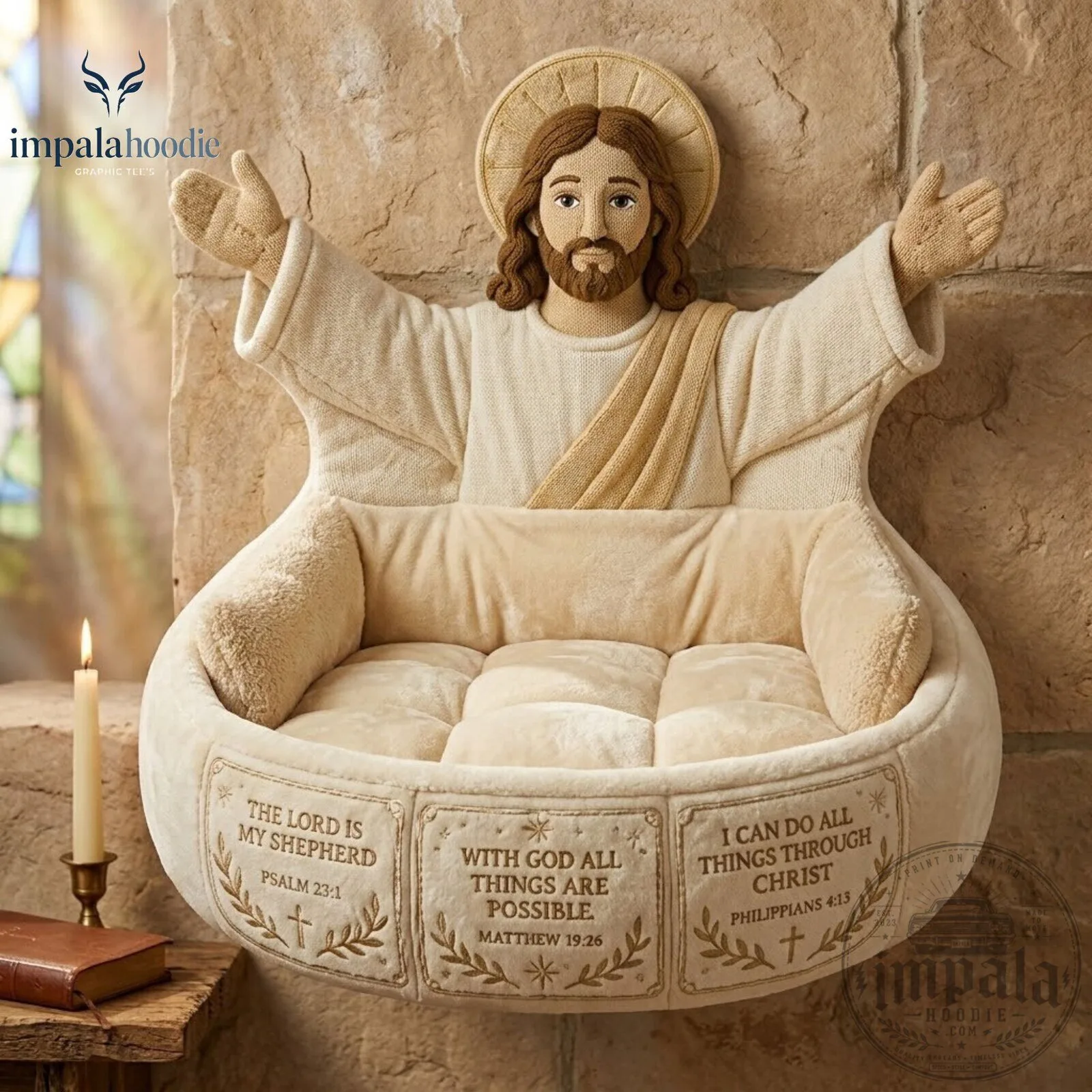 Jesus Christ Faith Bible Verse Pet Bed For Cat & Dog