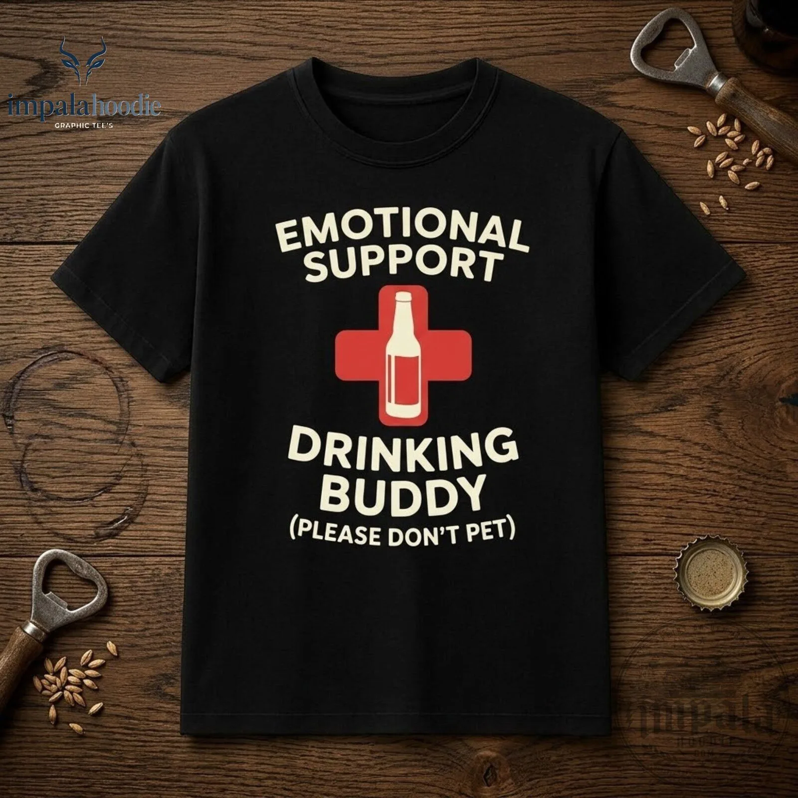 Emotional Support Drinking Buddy Please Don't Pet Funny Alcoholic T-Shirt