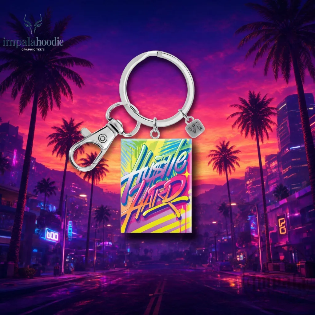 Grand Theft Auto VI GTA 6 Hustle Hard Keychain Grand Theft Auto VI GTA 6 Hustle Hard Keychain