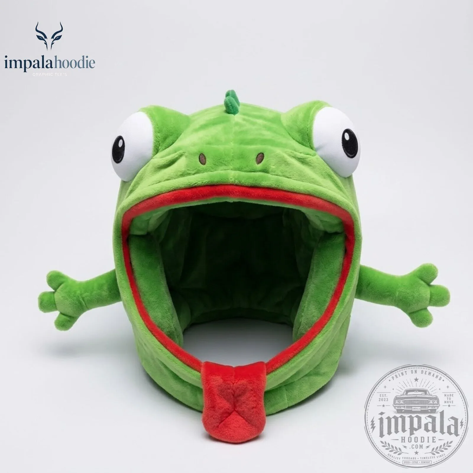 Green Frog With Big Eyes & Long Red Tongue Plush Motorcycle Helmet Cover 9 Green Frog With Big Eyes & Long Red Tongue Plush Motorcycle Helmet Cover