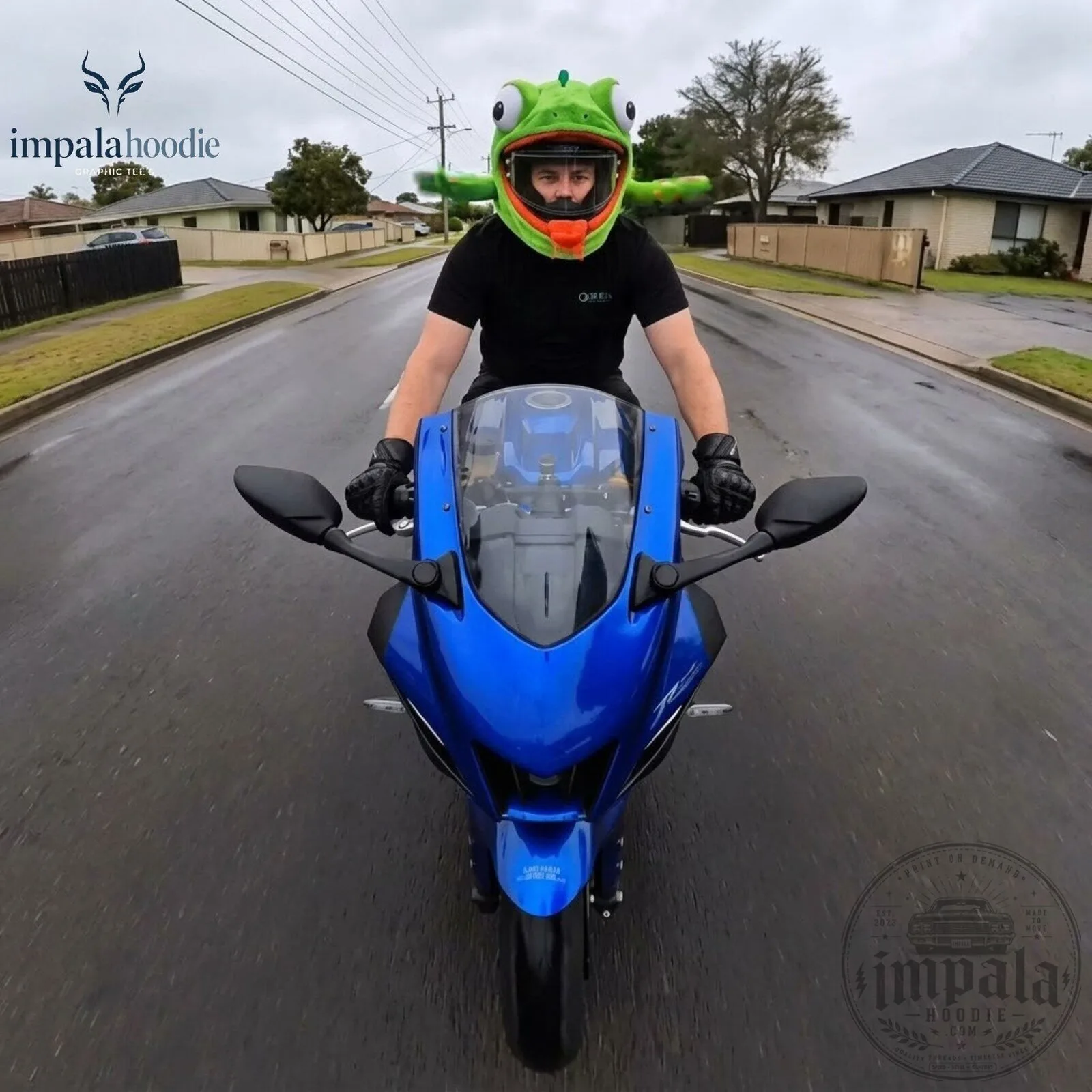 Green Frog With Big Eyes & Long Red Tongue Plush Motorcycle Helmet Cover 10 Green Frog With Big Eyes & Long Red Tongue Plush Motorcycle Helmet Cover