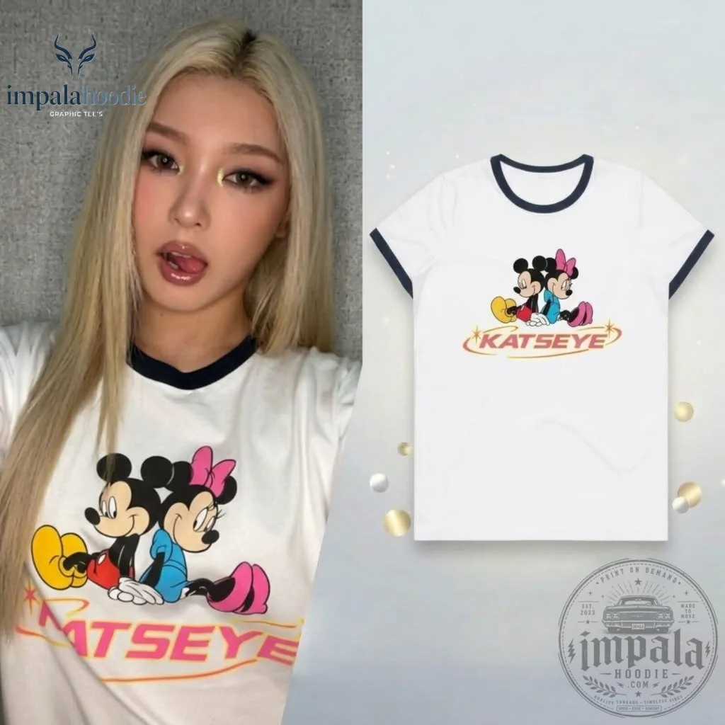 KATSEYE Yoonchae x Mickey & Minnie White & Navy Ringer Tee KATSEYE Yoonchae x Mickey & Minnie White & Navy Ringer Tee