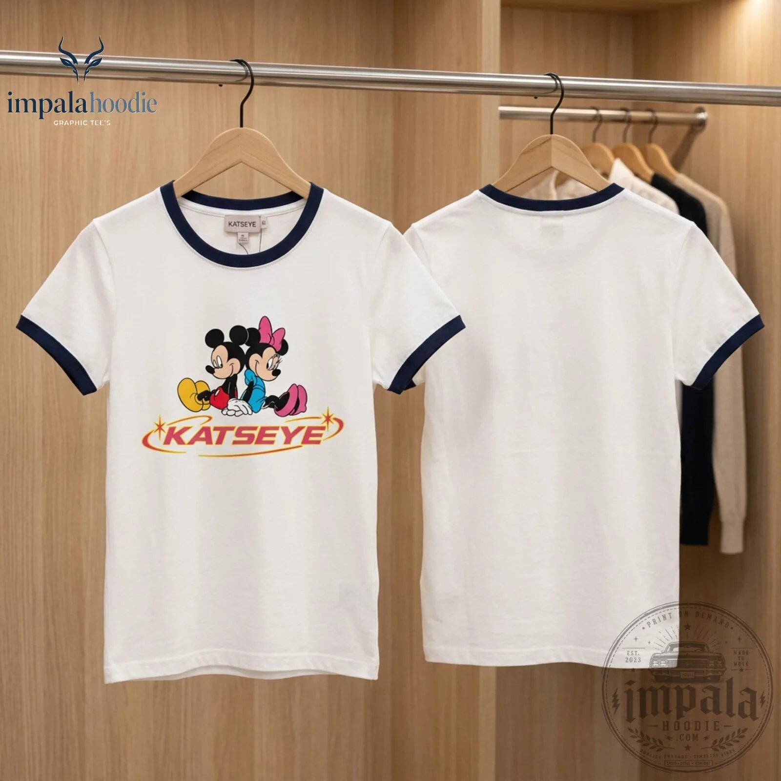 KATSEYE Yoonchae x Mickey & Minnie White & Navy Ringer Tee 9 KATSEYE Yoonchae x Mickey & Minnie White & Navy Ringer Tee