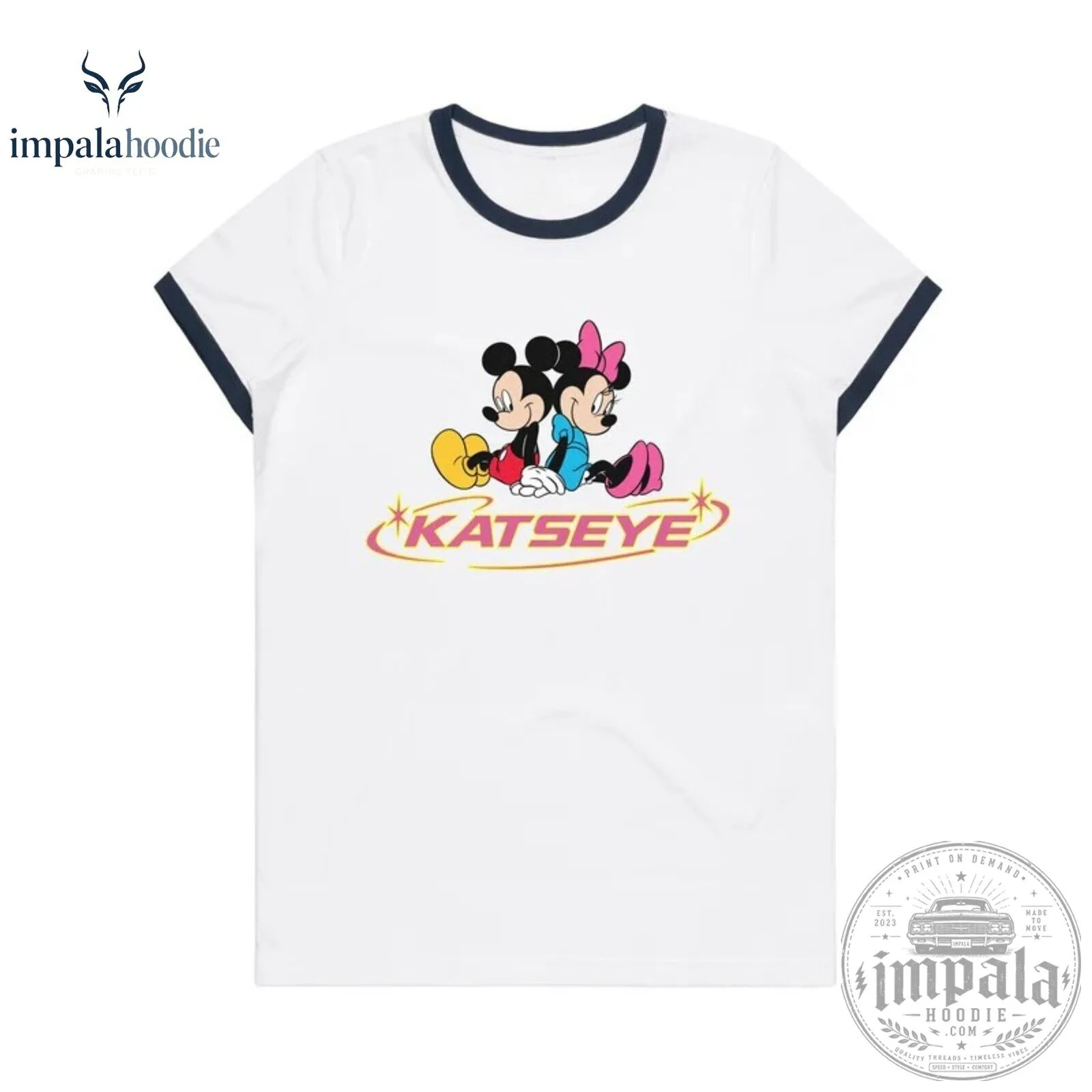 KATSEYE Yoonchae x Mickey & Minnie White & Navy Ringer Tee 10 KATSEYE Yoonchae x Mickey & Minnie White & Navy Ringer Tee