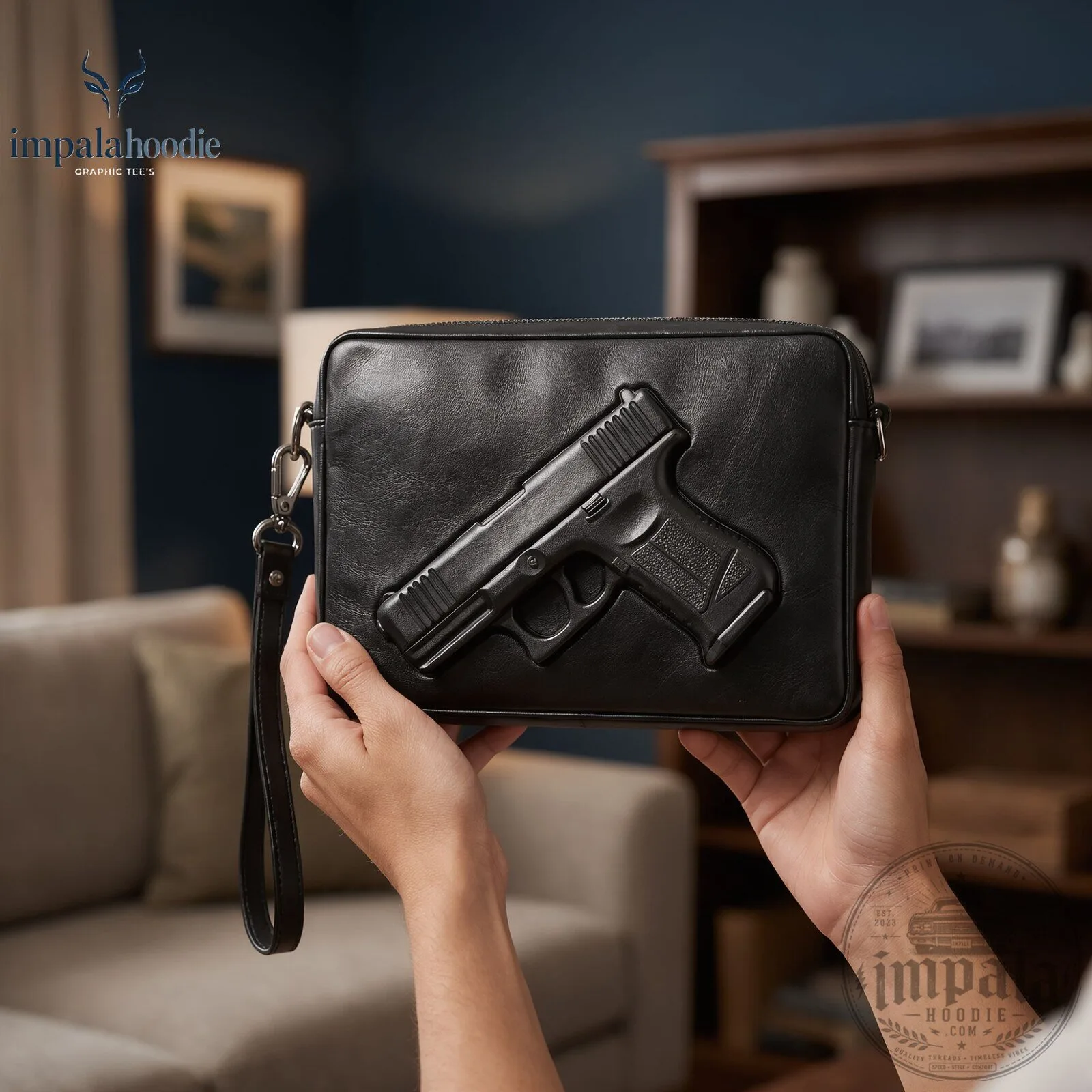 Black Pistol Crossbody Bag With Shoulder Strap 10 Black Pistol Crossbody Bag With Shoulder Strap