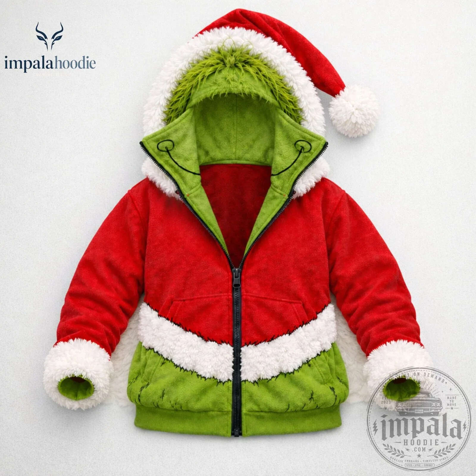 The Grinch Santa Claus Christmas Zip Up Hoodie With Face Cover 10 The Grinch Santa Claus Christmas Zip Up Hoodie With Face Cover