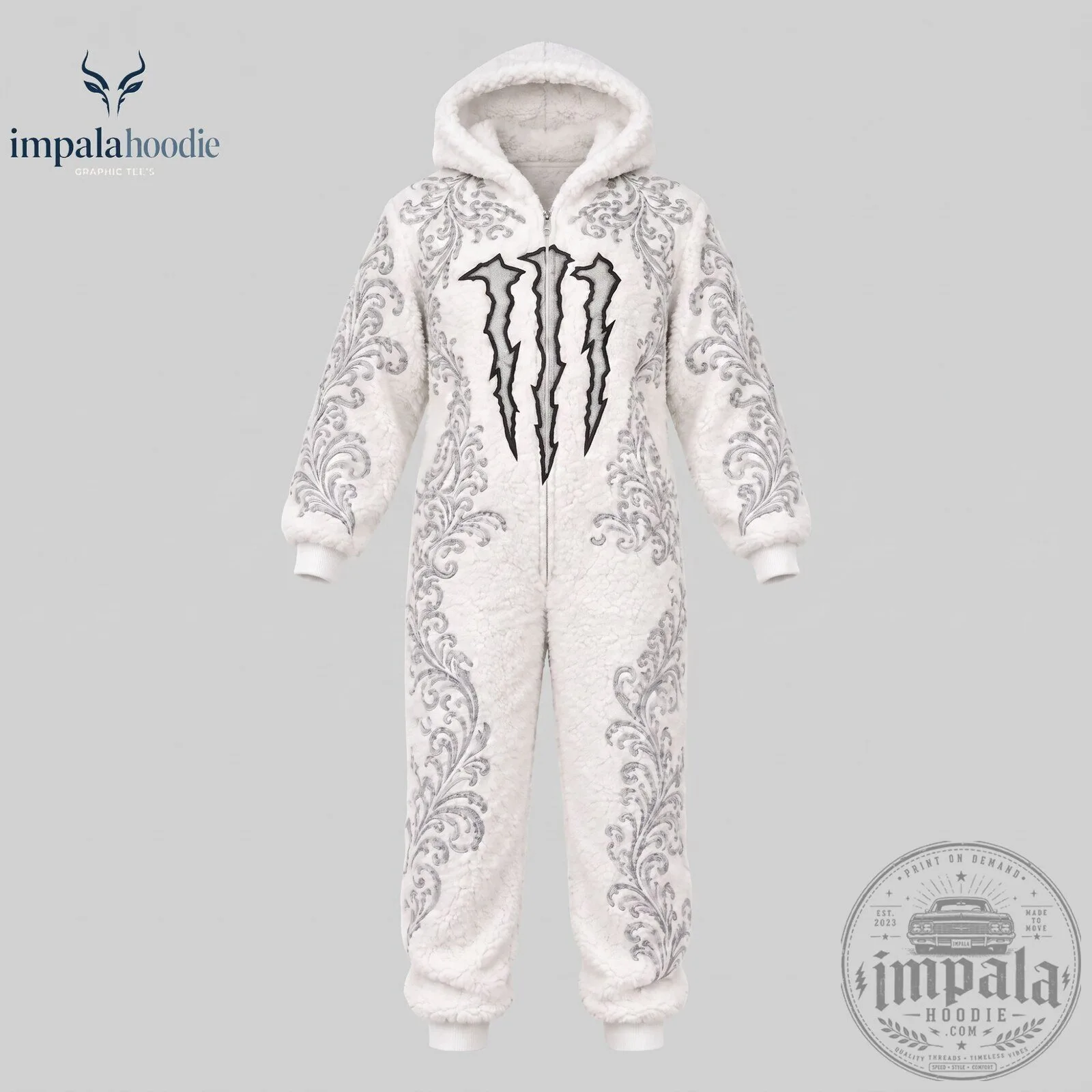 White Monster Energy Hooded Onesie Jumpsuit 10 White Monster Energy Hooded Onesie Jumpsuit
