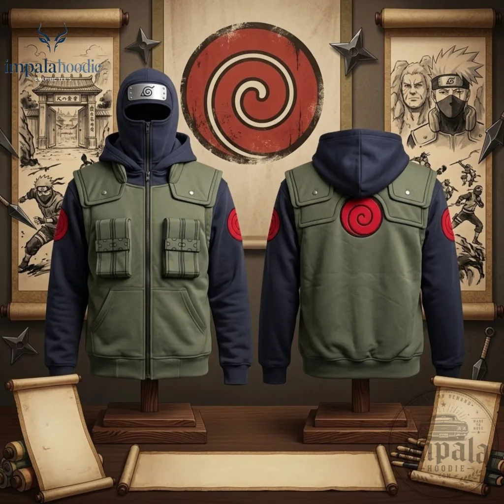 Naruto Kakashi Hatake Zip Up Hoodie With Face Cover Naruto Kakashi Hatake Zip Up Hoodie With Face Cover