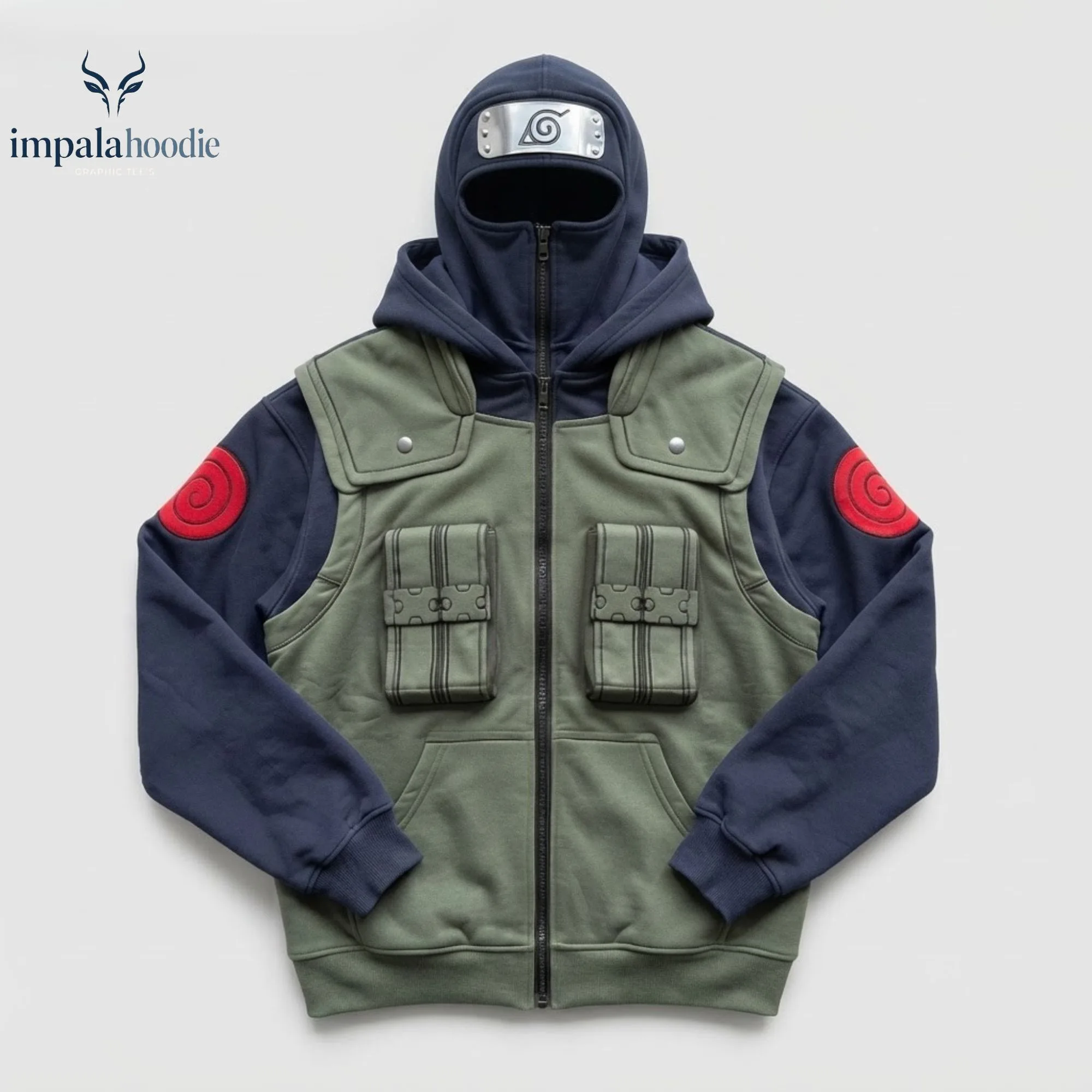 Naruto Kakashi Hatake Zip Up Hoodie With Face Cover Naruto Kakashi Hatake Zip Up Hoodie With Face Cover – image 3 of 4