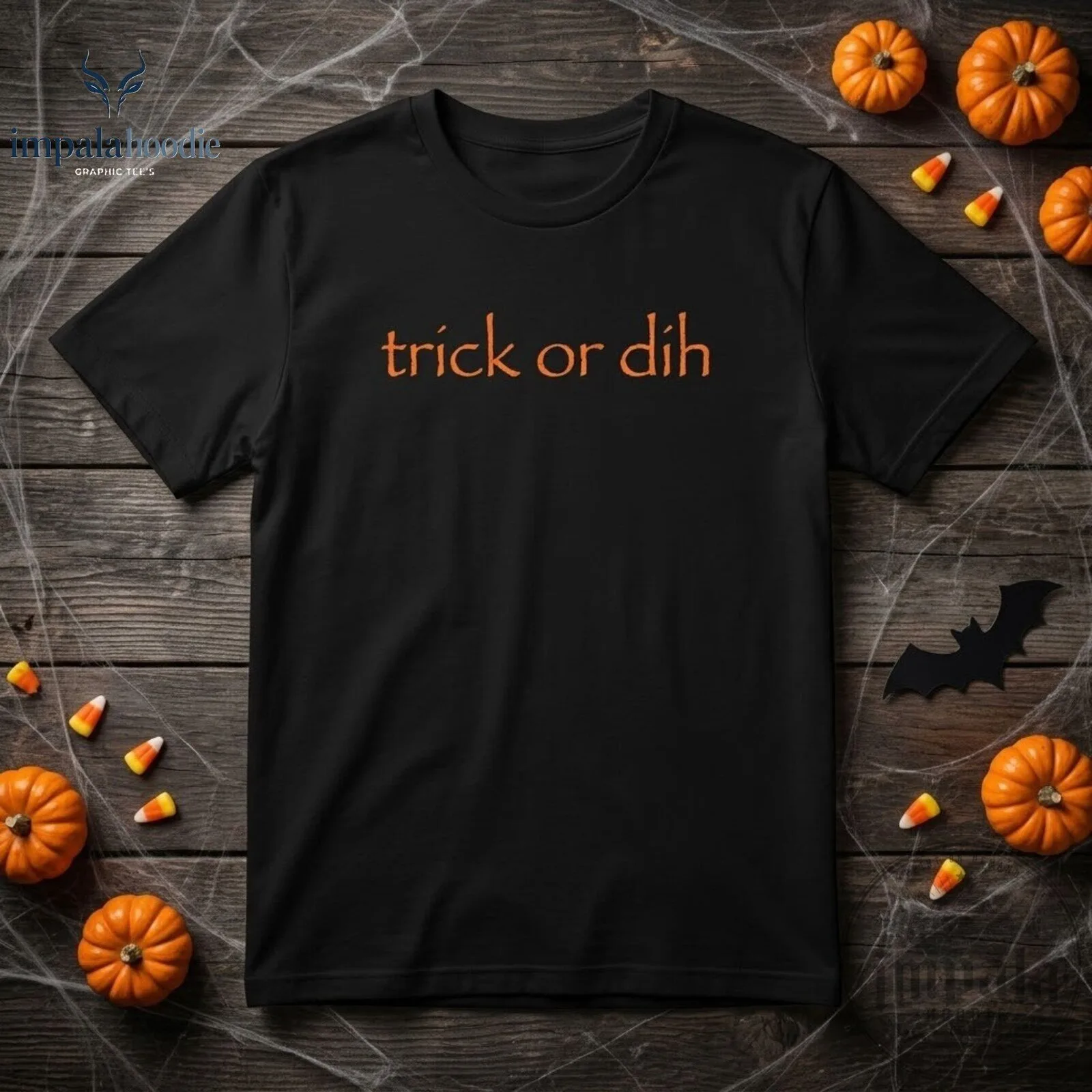 Trick Or Dih Funny Halloween Black T-Shirt