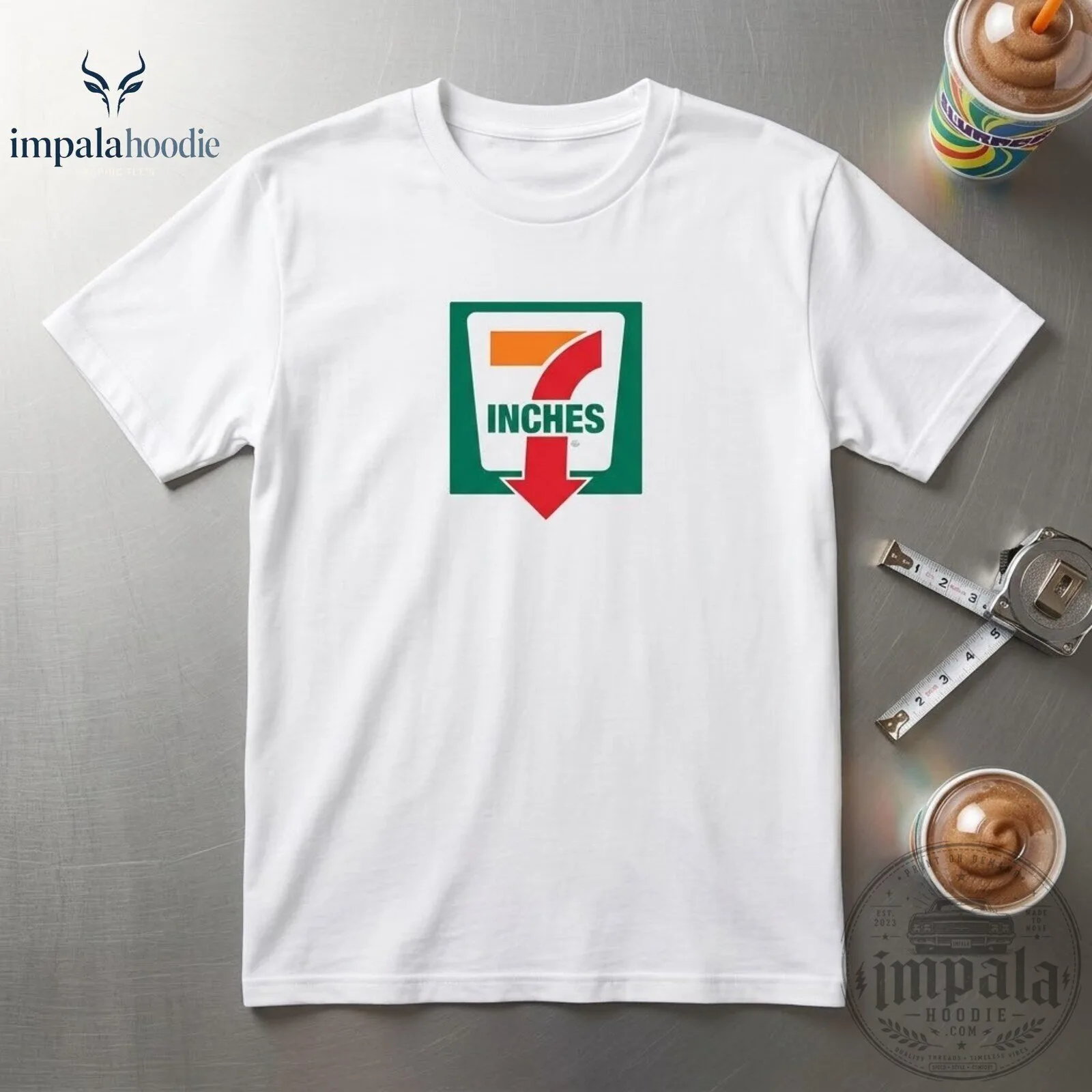 7 Inches Funny 7-Eleven Parody Logo T-Shirt 3 7 Inches Funny 7-Eleven Parody Logo T-Shirt