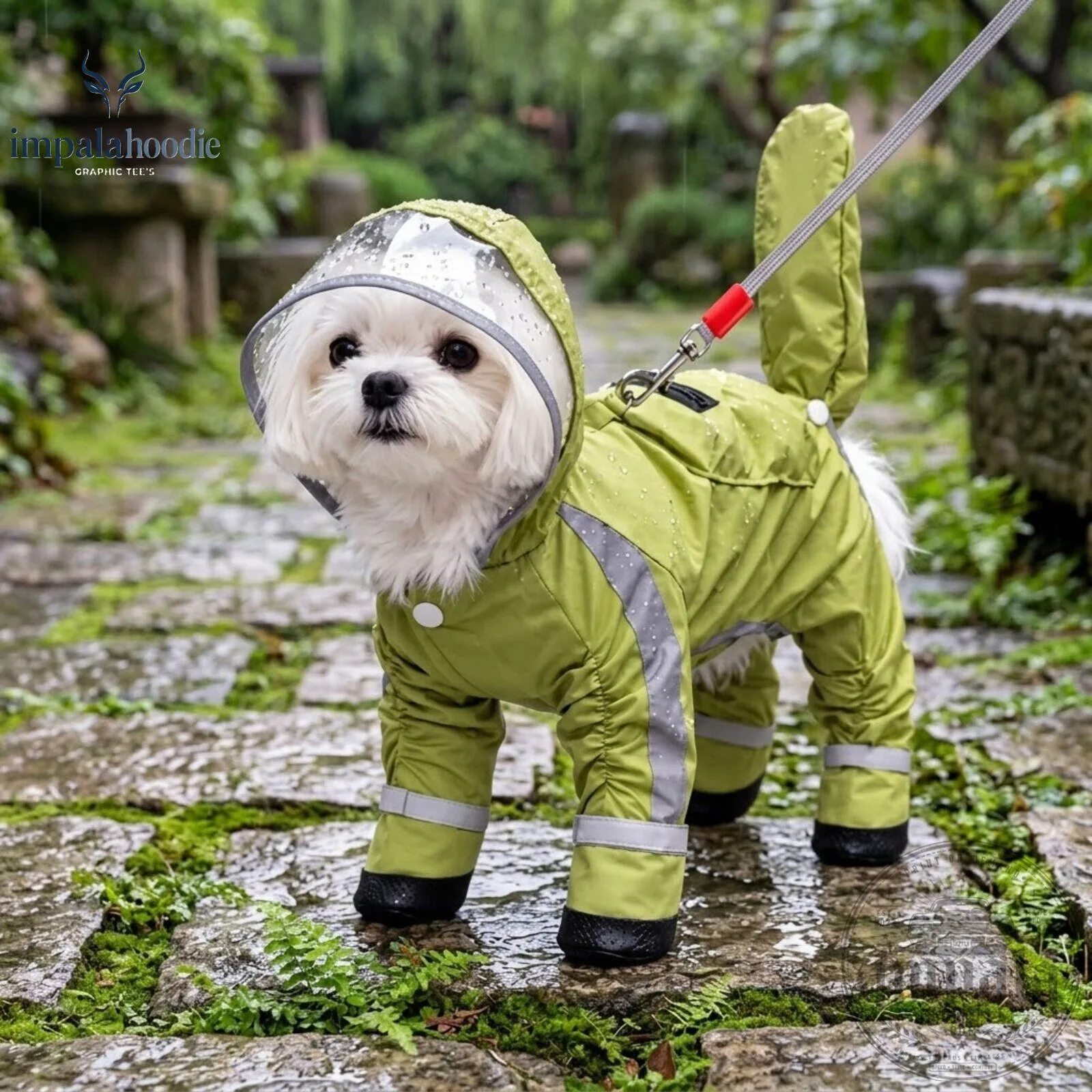 Waterproof Full Body Rain Suit With Clear Hood For Pet 2 Waterproof Full Body Rain Suit With Clear Hood For Pet