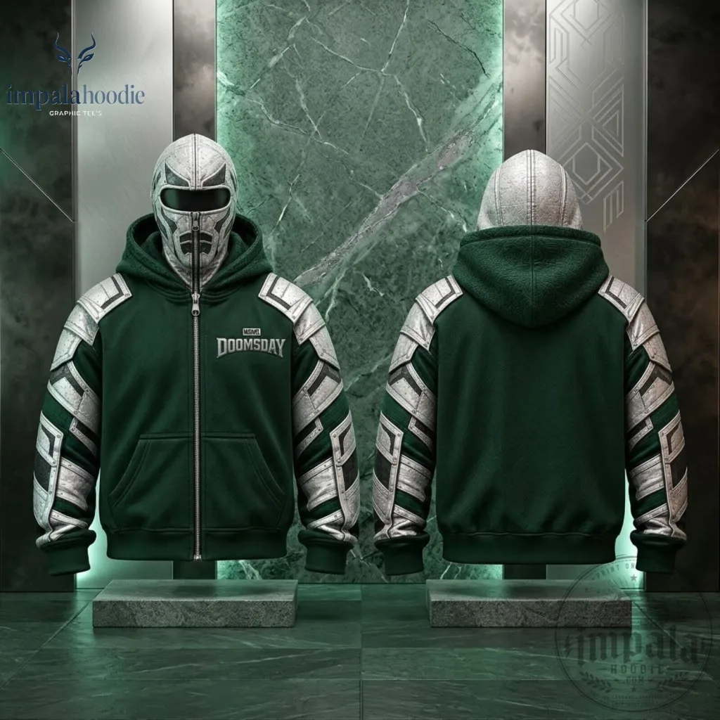 Marvel Doomsday Doctor Doom Zip Up Hoodie With Face Cover Marvel Doomsday Doctor Doom Zip Up Hoodie With Face Cover